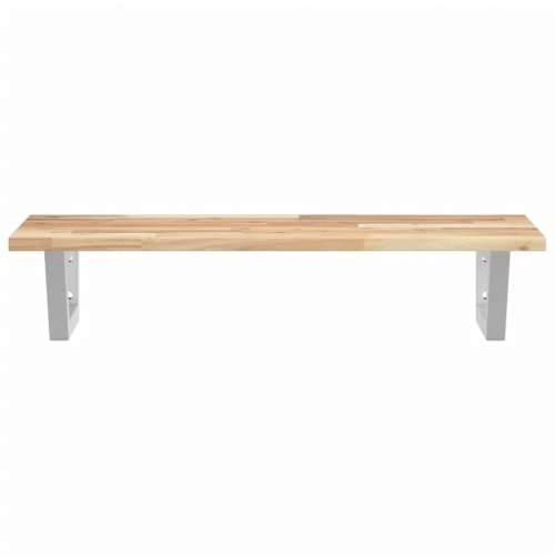 Zidna polica za Lavabo - Umivaonik od čelika i masivnog bagremovog drva - Smeđa i bijela 80 x 40 x 2 cm 1 Trapez Cijena