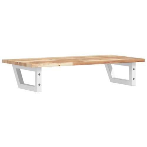 Zidna polica za Lavabo - Umivaonik od čelika i masivnog bagremovog drva - Smeđa i bijela 80 x 40 x 2 cm 1 Trapez Cijena