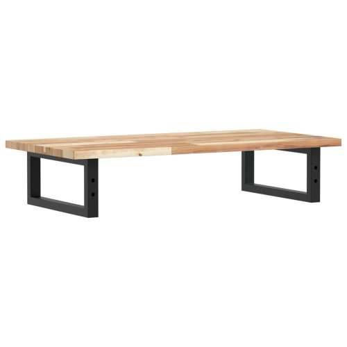 Zidna polica za Lavabo - Umivaonik od čelika i masivnog bagremovog drva - Smeđa i crna 80 x 40 x 2 cm 1 Pravokutno Cijena