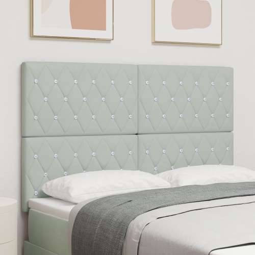 Naslon za glavu s kristalnim gumbima tufted svjetlosivi 140 cm baršun Cijena