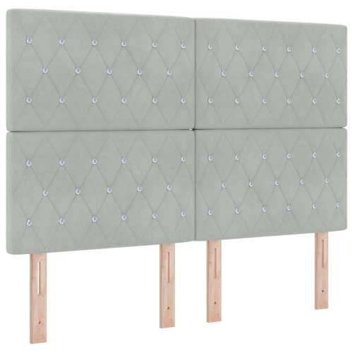 Naslon za glavu s kristalnim gumbima tufted svjetlosivi 140 cm baršun Cijena