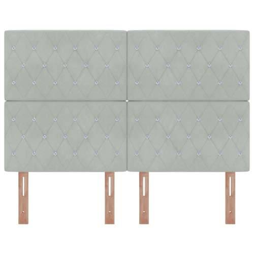 Naslon za glavu s kristalnim gumbima tufted svjetlosivi 140 cm baršun Cijena