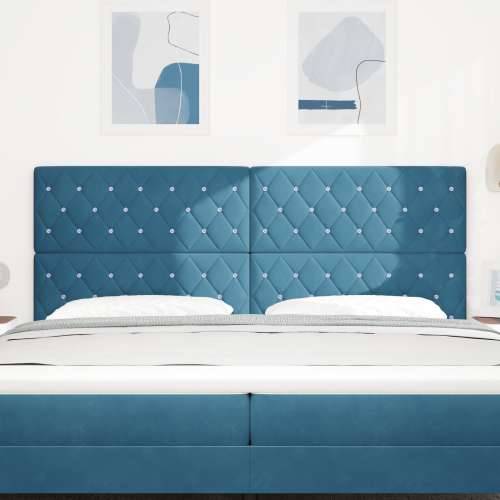 Naslon za glavu s kristalnim gumbima tufted tamno plavi 200 cm baršun Cijena