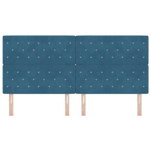Naslon za glavu s kristalnim gumbima tufted tamno plavi 200 cm baršun Cijena