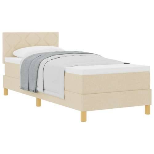 Krevet s podnicom s madracem krem 80x200 cm tkanina Cijena