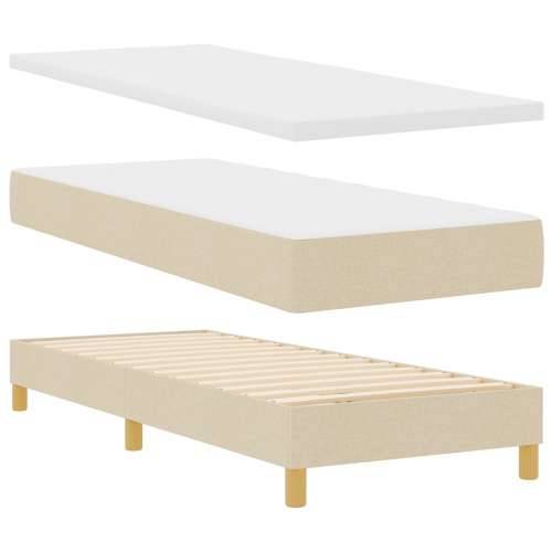 Krevet s podnicom s madracem krem 80x200 cm tkanina Cijena