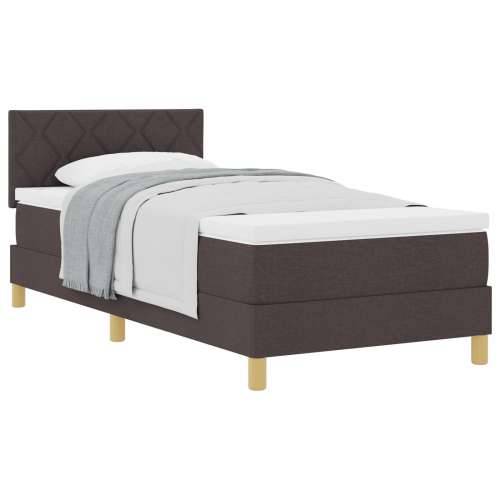 Box Spring krevet s madracem tamnosmeđi 90x200 cm tkanina Cijena