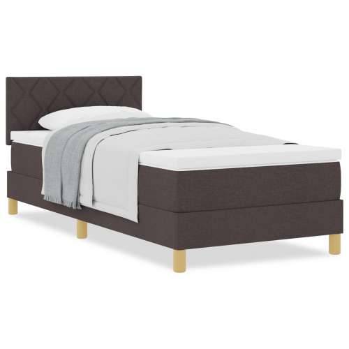 Box Spring krevet s madracem tamnosmeđi 90x200 cm tkanina Cijena