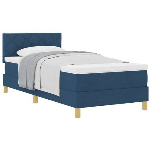 krevet s box springom s madracem plavi 100x200 cm tkanina Cijena