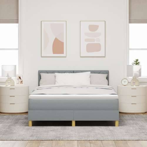 Box Spring krevet s madracem svjetlosive boje 140x190 cm Tkanina Cijena