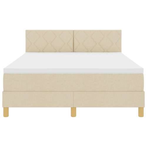 Krevet s kutijom s madracem krem 140x190 cm tkanina Cijena