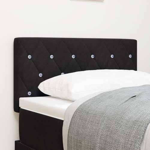 Naslon za glavu s kristalnim gumbima tufted crni 80 cm baršun Cijena