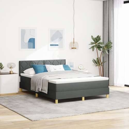 Krevet s box springom s madracem Tamno siva 160x200 cm Tkanina Cijena