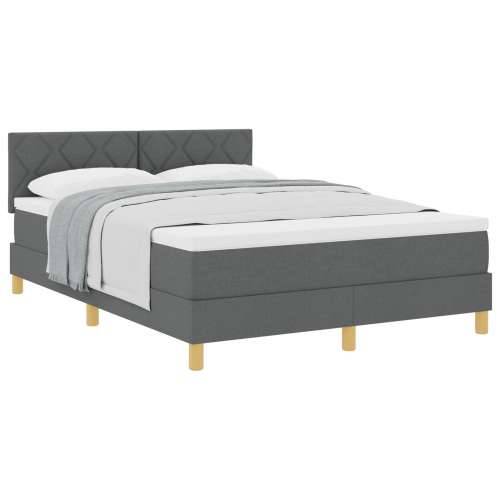 Krevet s box springom s madracem Tamno siva 160x200 cm Tkanina Cijena