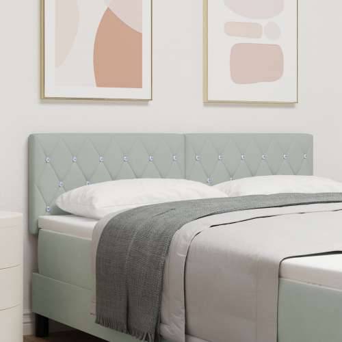 Naslon za glavu s kristalnim gumbima, tufted, svjetlosiva, 140 cm, baršun Cijena