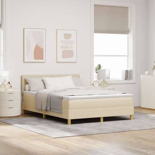 Box Spring Krevet sa Madracem Krem 160x200 cm Tkanina Cijena