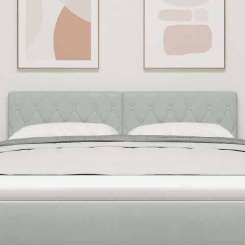 Naslon za glavu s kristalnim dugmadi, tufted, svjetlosiva 160 cm, baršun Cijena