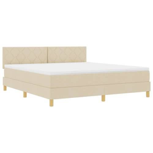 Box Spring Krevet s Madracem Krem 180x200 cm Tkanina Cijena