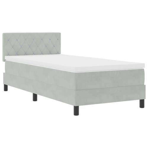 Box Spring Krevet s Madracem Svjetlosiva Jednokrevetna Baršun Cijena