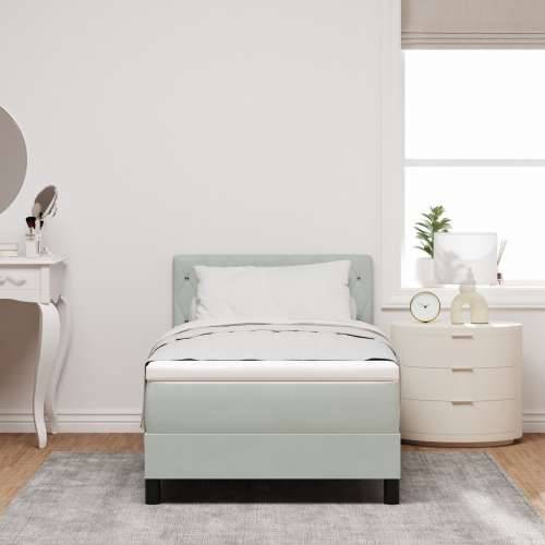 Box Spring Krevet s Madracem Svjetlosiva Jednokrevetna Baršun Cijena