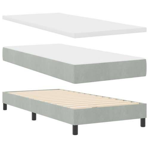 Box Spring Krevet s Madracem Svjetlosiva Jednokrevetna Baršun Cijena