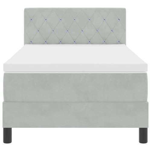 Box Spring Krevet s Madracem Svjetlosiva Jednokrevetna Baršun Cijena