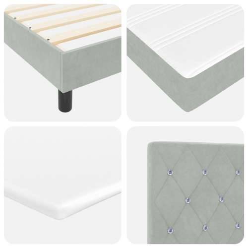 Box Spring Krevet s Madracem Svjetlosiva Jednokrevetna Baršun Cijena