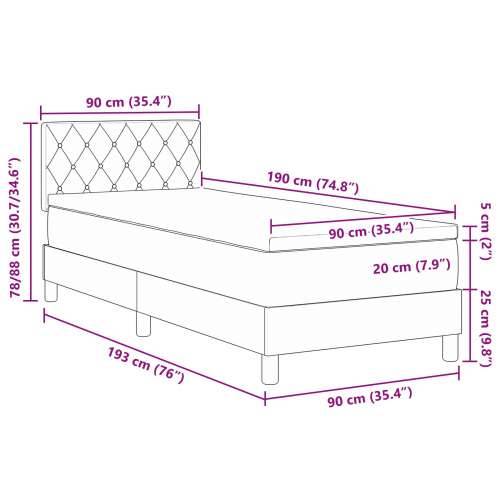 Box Spring Krevet s Madracem Svjetlosiva Jednokrevetna Baršun Cijena