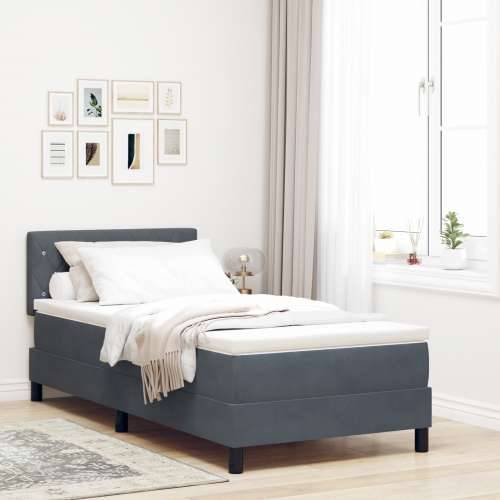 Box Spring Krevet s Madracem Tamno Sivi 90x200 cm Baršun Cijena