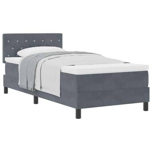 Box Spring Krevet s Madracem Tamno Sivi 90x200 cm Baršun Cijena