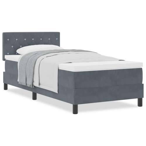 Box Spring Krevet s Madracem Tamno Sivi 90x200 cm Baršun Cijena
