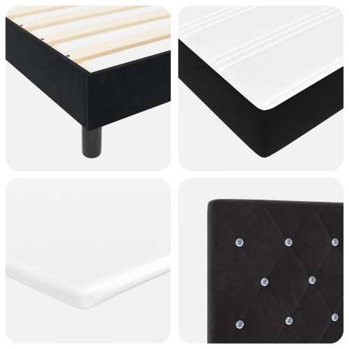 Box Spring Krevet s Madracem Crni 90x200 cm Baršun Cijena