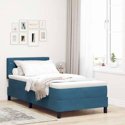 Box Spring Krevet s Madracem Tamnoplavi 90x200 cm Baršun Cijena