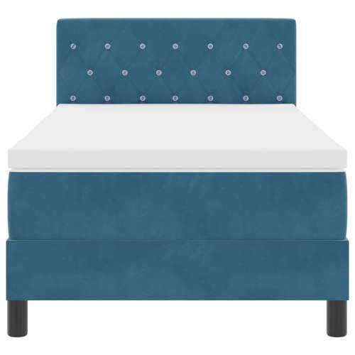 Box Spring Krevet s Madracem Tamnoplavi 90x200 cm Baršun Cijena
