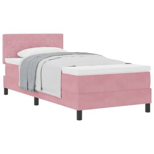 Box Spring Krevet s Matracem Roza 90x200 cm Baršun Cijena