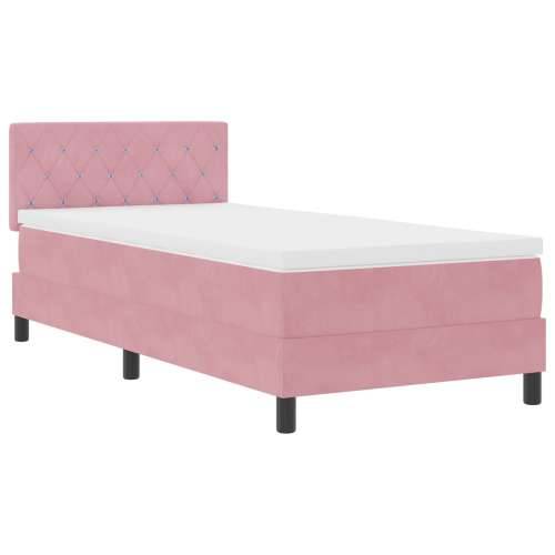 Box Spring Krevet s Matracem Roza 90x200 cm Baršun Cijena