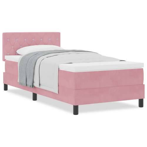 Box Spring Krevet s Matracem Roza 90x200 cm Baršun Cijena