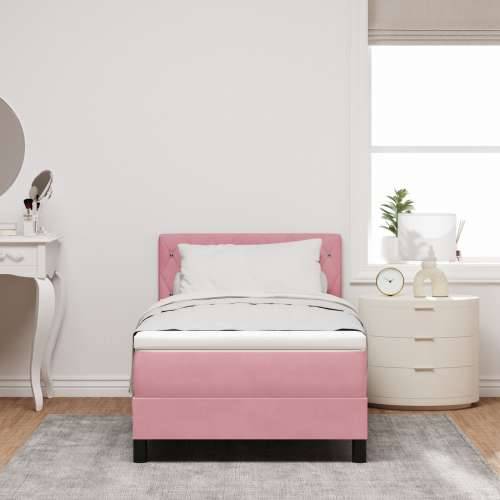 Box Spring Krevet s Matracem Roza 90x200 cm Baršun Cijena
