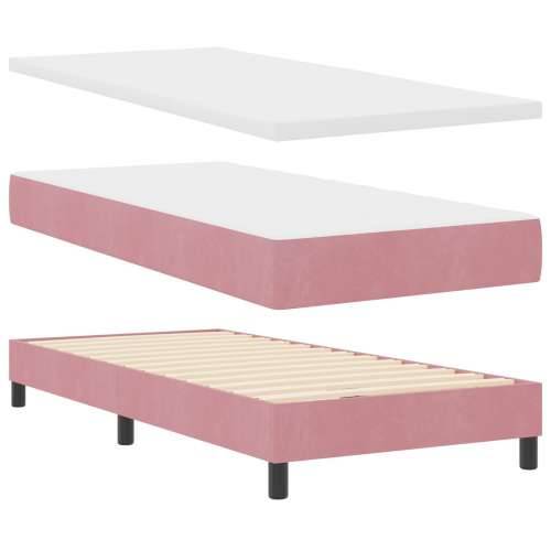 Box Spring Krevet s Matracem Roza 90x200 cm Baršun Cijena