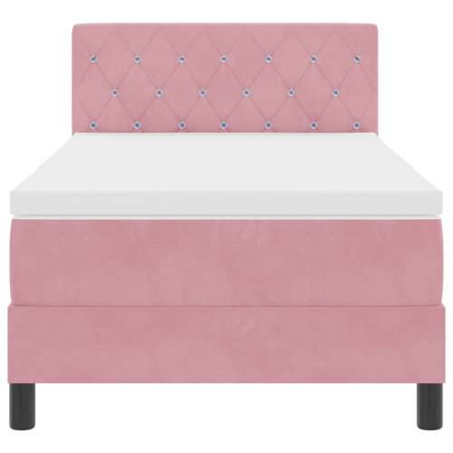 Box Spring Krevet s Matracem Roza 90x200 cm Baršun Cijena