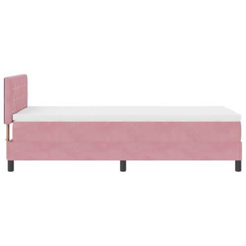 Box Spring Krevet s Matracem Roza 90x200 cm Baršun Cijena