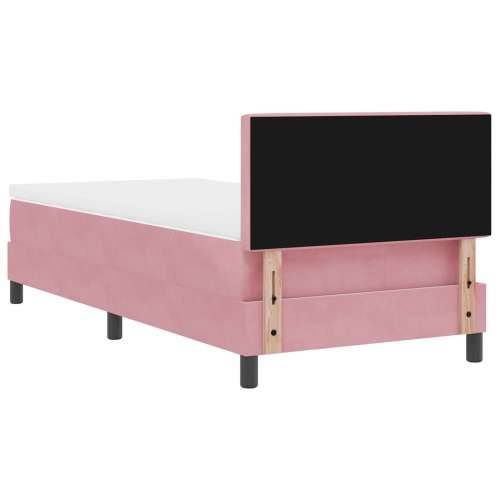 Box Spring Krevet s Matracem Roza 90x200 cm Baršun Cijena
