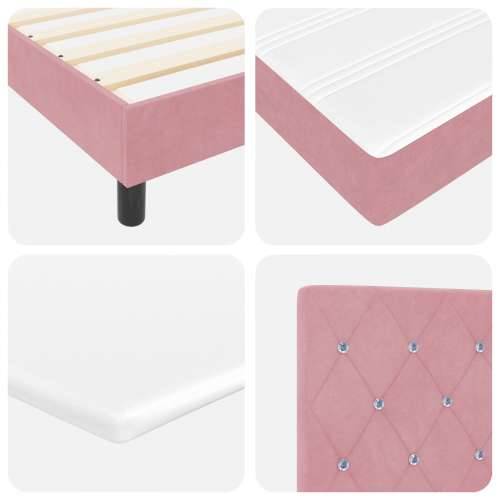 Box Spring Krevet s Matracem Roza 90x200 cm Baršun Cijena