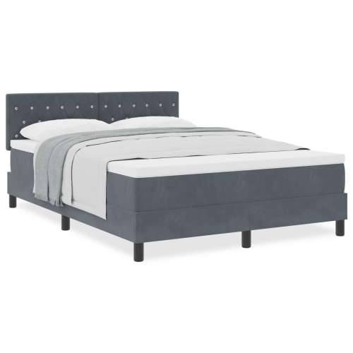 Box Spring Krevet s Madracem Tamno Siva 140x190 cm Baršun Cijena