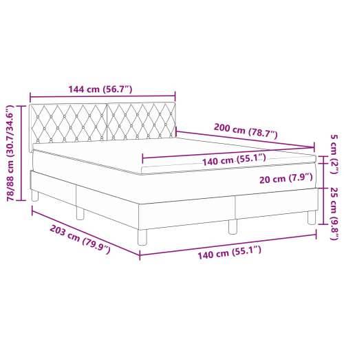 Box Spring Krevet s Madracem Svjetlosiva 140x200 cm Baršun Cijena