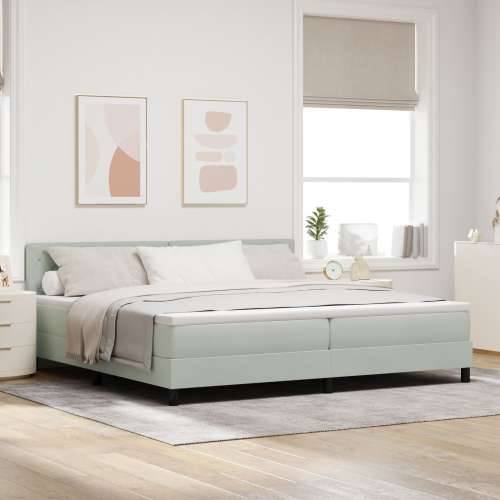 Box Spring Krevet s Madracem Svjetlosiva 200x200 cm Baršun Cijena