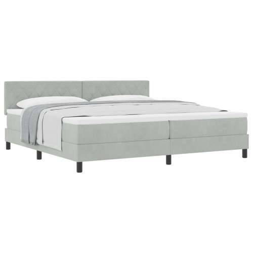 Box Spring Krevet s Madracem Svjetlosiva 200x200 cm Baršun Cijena