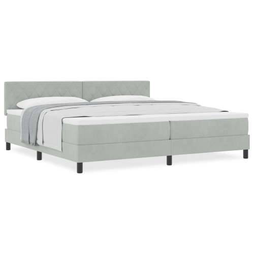 Box Spring Krevet s Madracem Svjetlosiva 200x200 cm Baršun Cijena