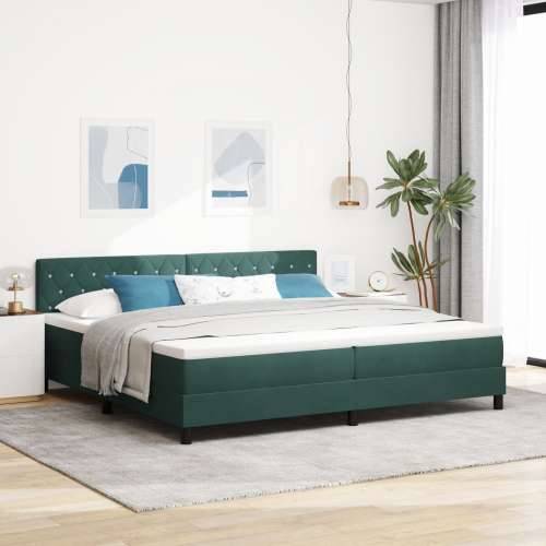 Box Spring Krevet s Madracem Tamno Zelena 200x200 cm Baršun Cijena