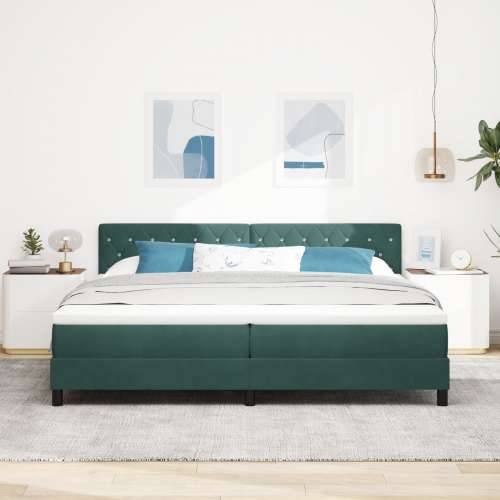 Box Spring Krevet s Madracem Tamno Zelena 200x200 cm Baršun Cijena